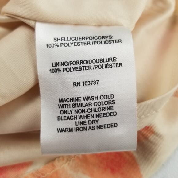 Donna Morgan Cream Pink Green Floral Sleeveless Pleated Dress Excellent Size 8 - Picture 5 of 5